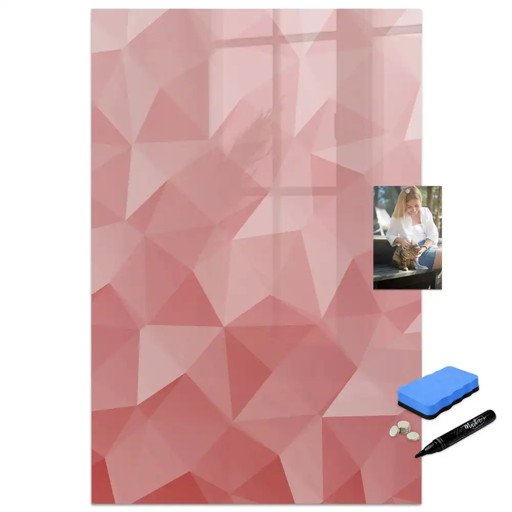 Tablă magnetică de perete cu imprimeu abstract cu triunghiuri