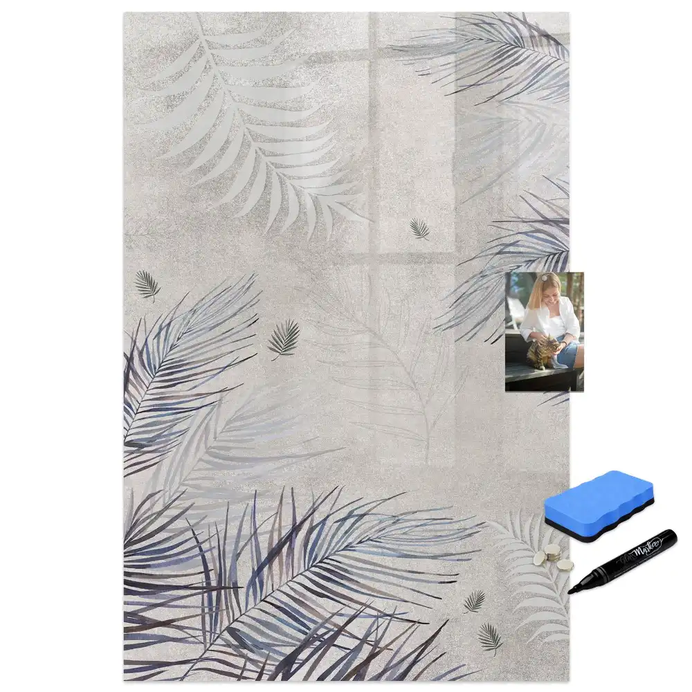 Tablă magnetică de birou cu model cu frunze de palmier