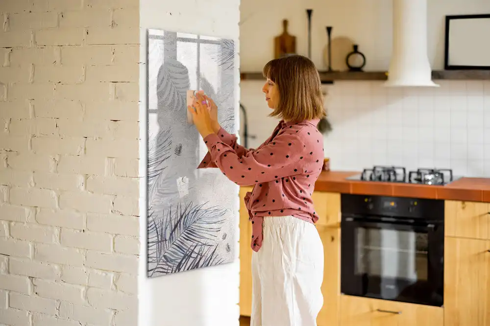 Tablă magnetică de birou cu model cu frunze de palmier