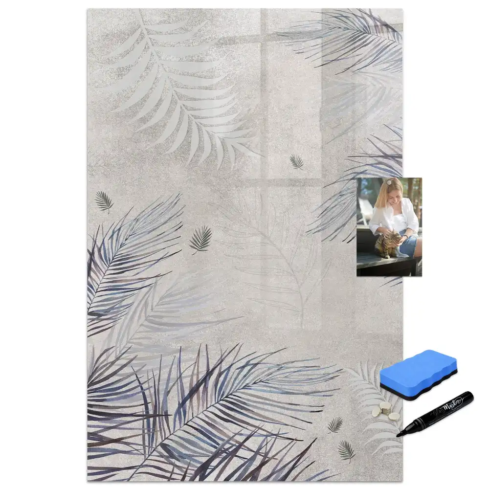 Tablă magnetică de birou cu model cu frunze de palmier