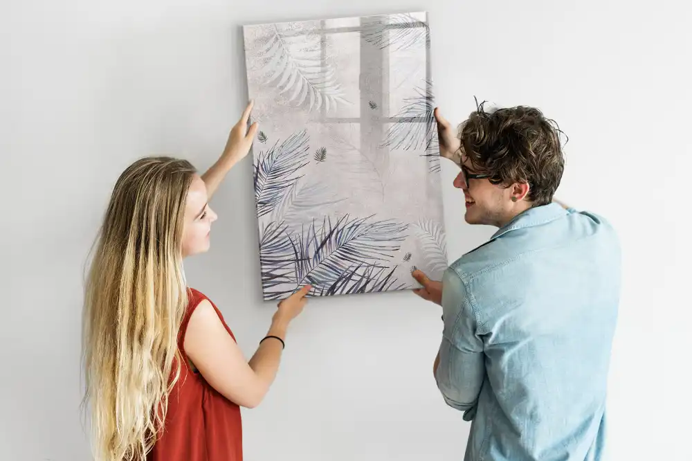 Tablă magnetică de birou cu model cu frunze de palmier