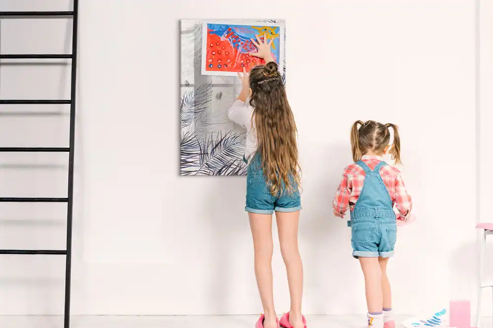 Tablă magnetică de birou cu model cu frunze de palmier