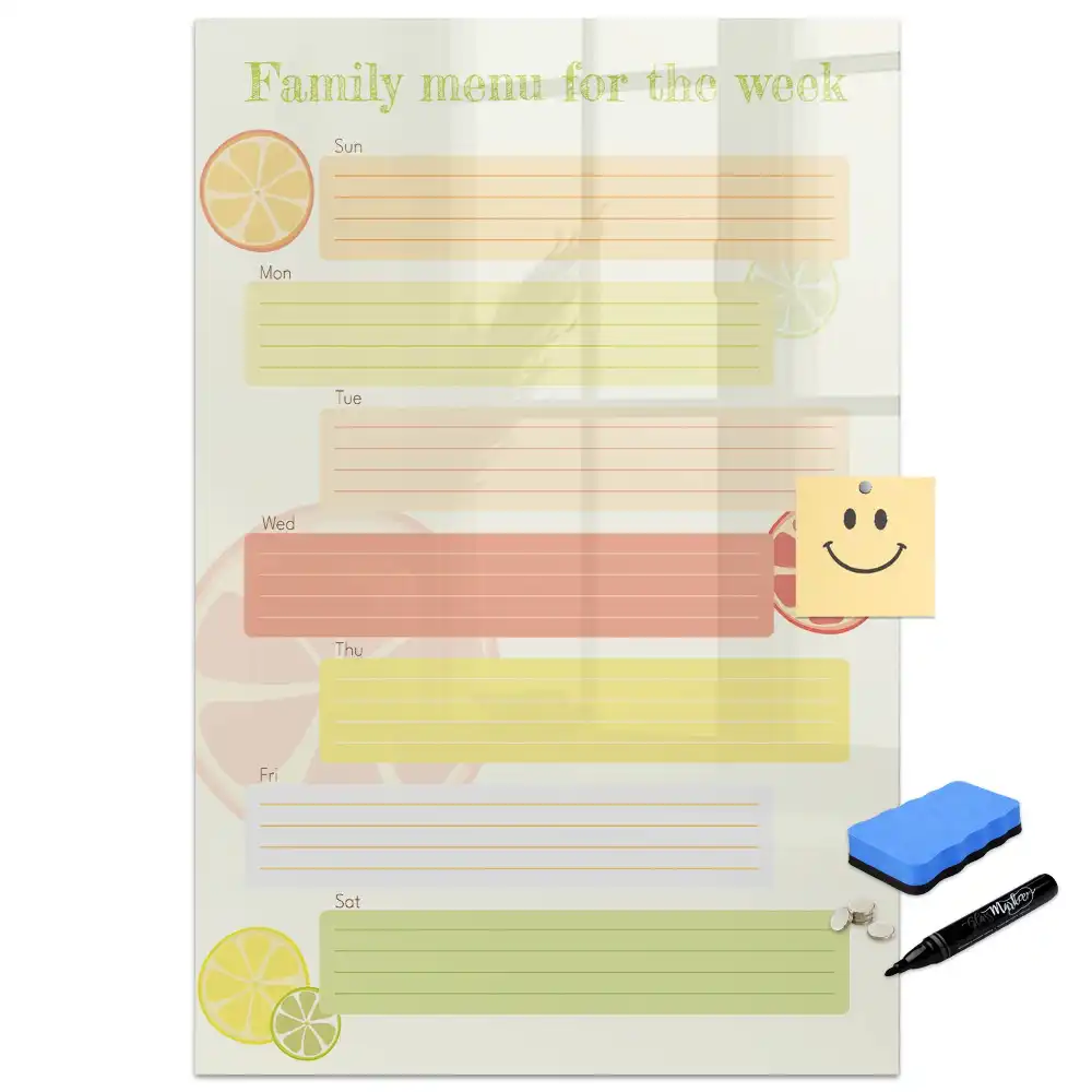 Tablă magnetică pentru planificarea meniului la birou