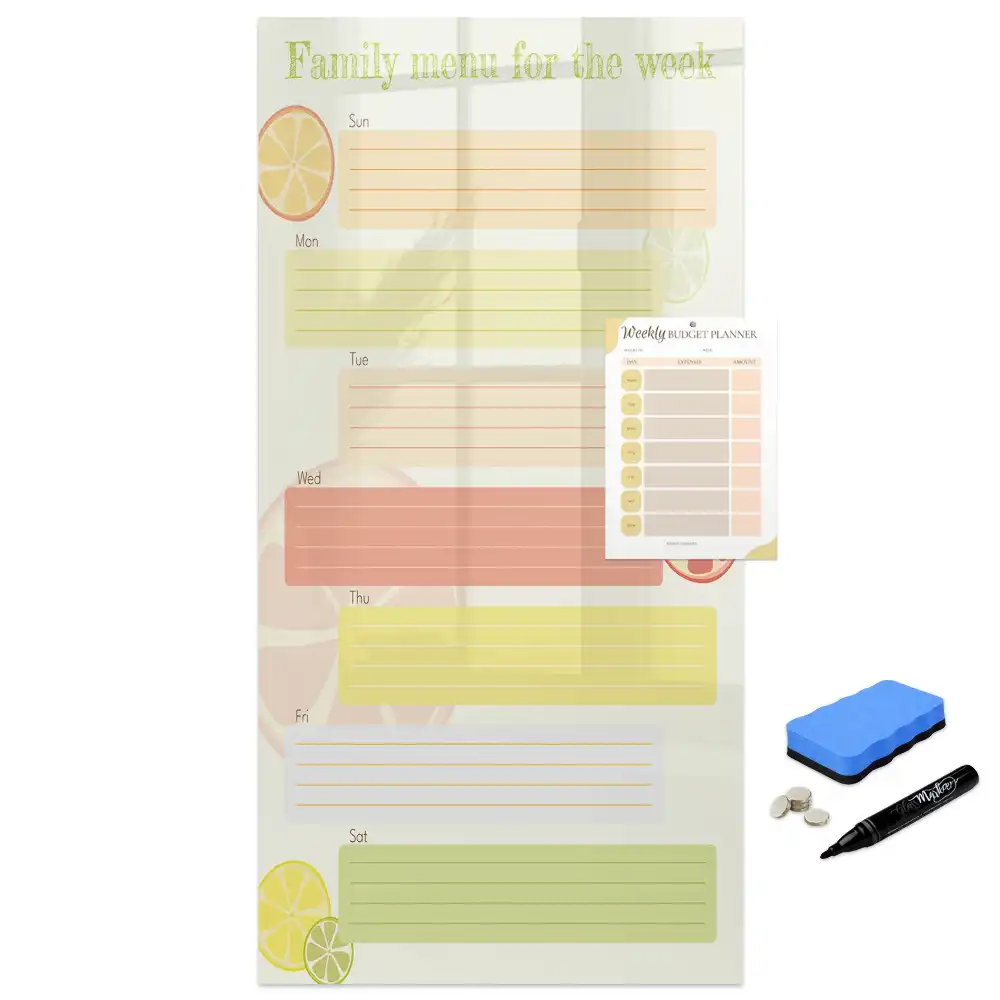 Tablă magnetică pentru planificarea meniului la birou