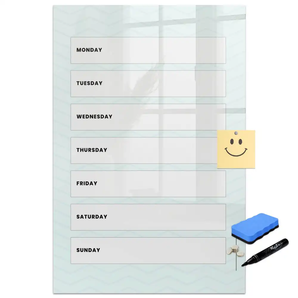Tablă magnetică pentru birou cu organizator săptămânal