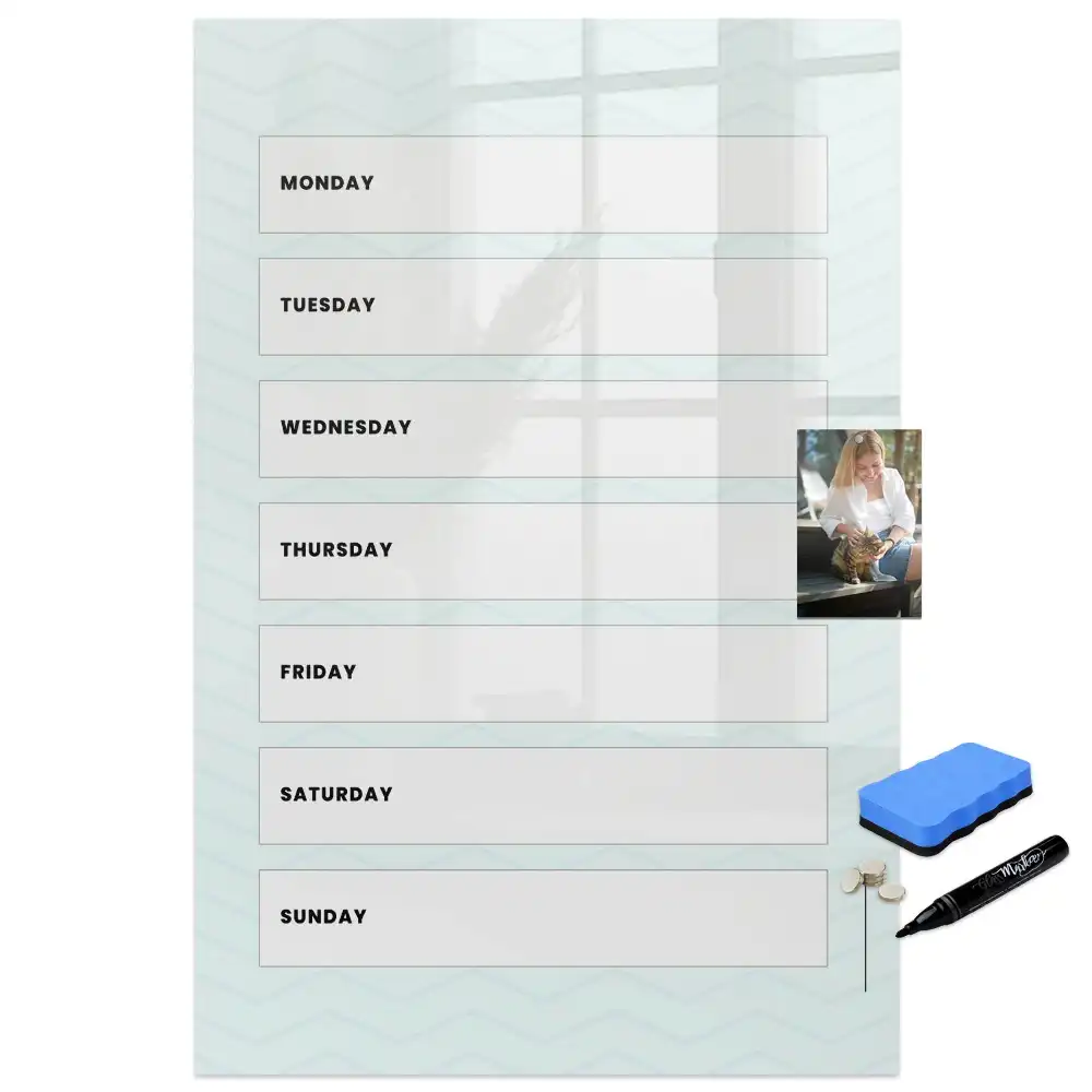 Tablă magnetică pentru birou cu organizator săptămânal