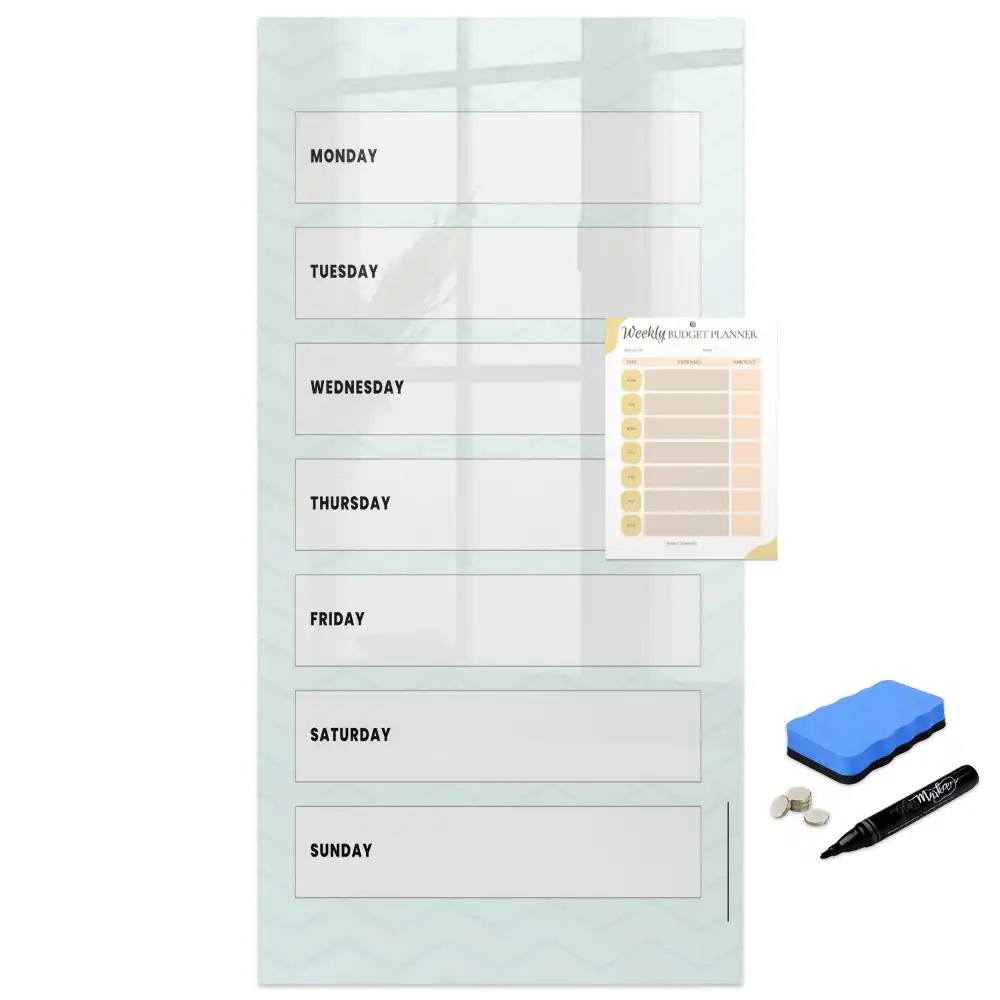 Tablă magnetică pentru birou cu organizator săptămânal