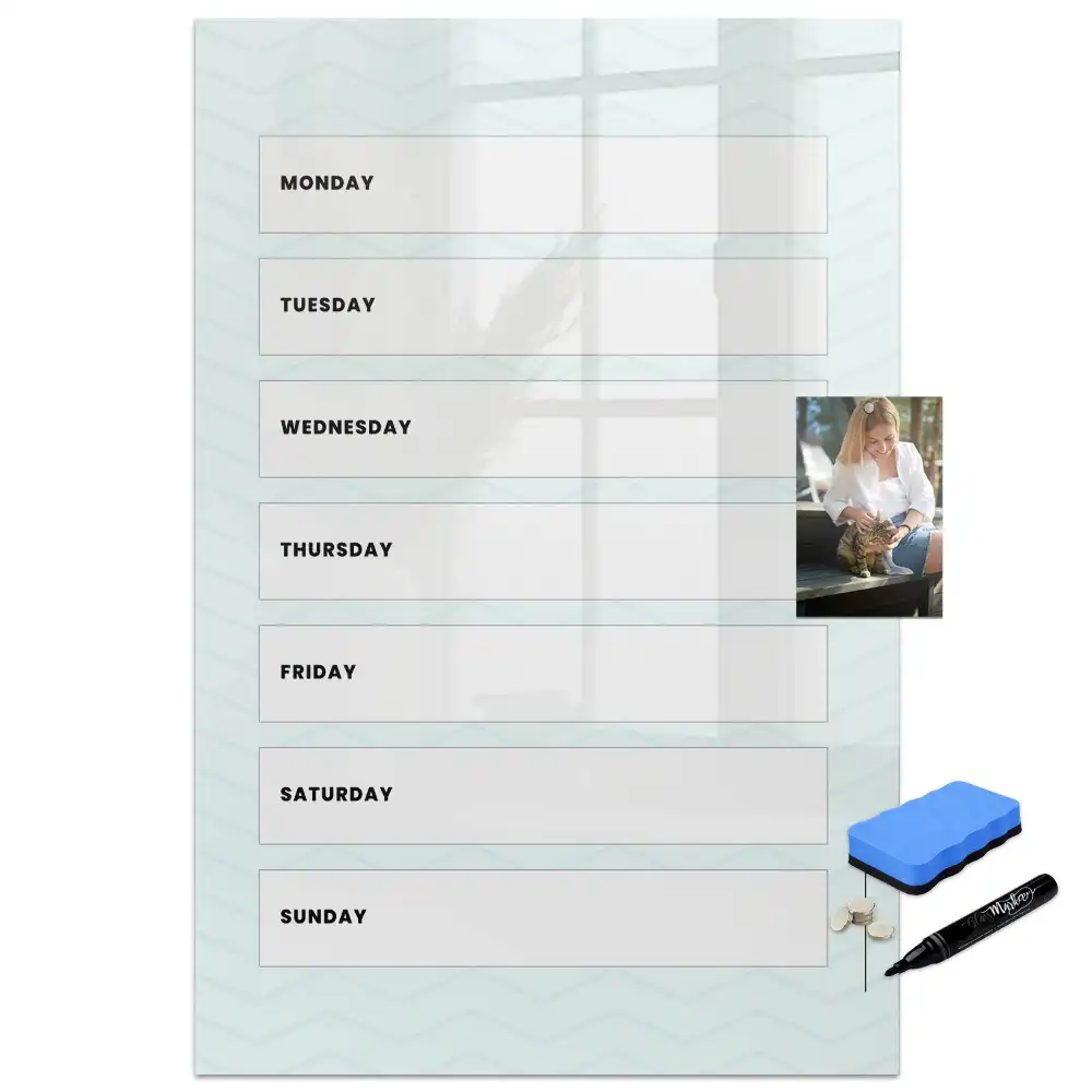 Tablă magnetică pentru birou cu organizator săptămânal
