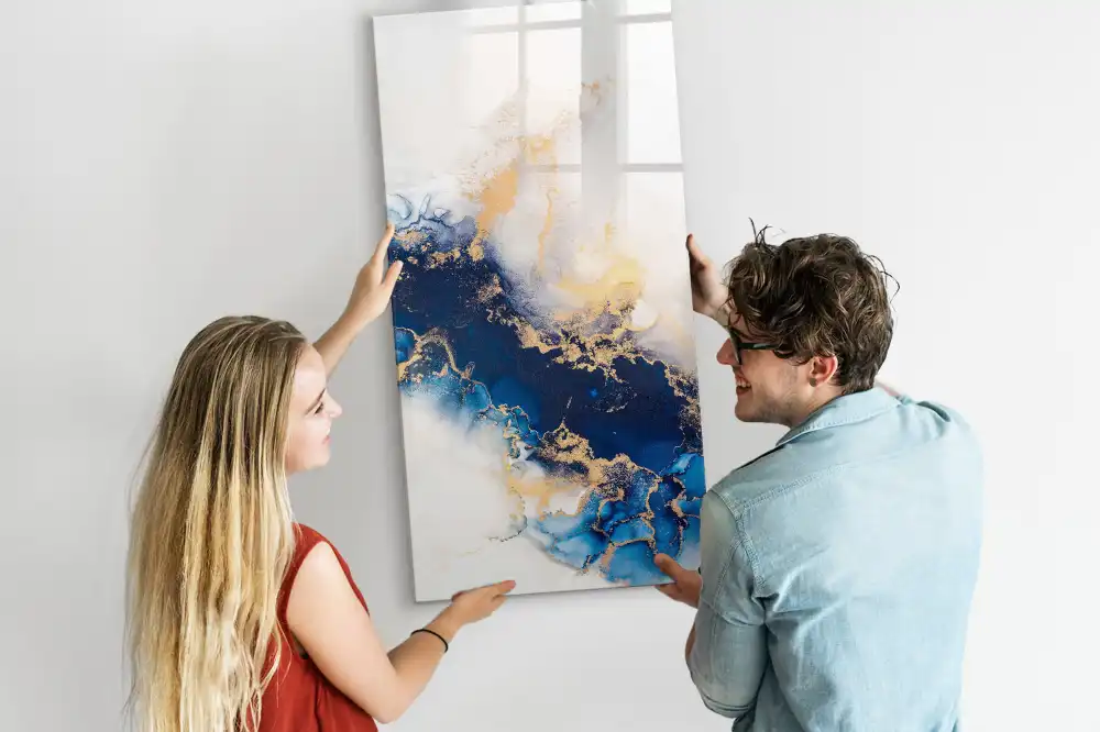 Tablă magnetică de scris cu model abstract de marmură