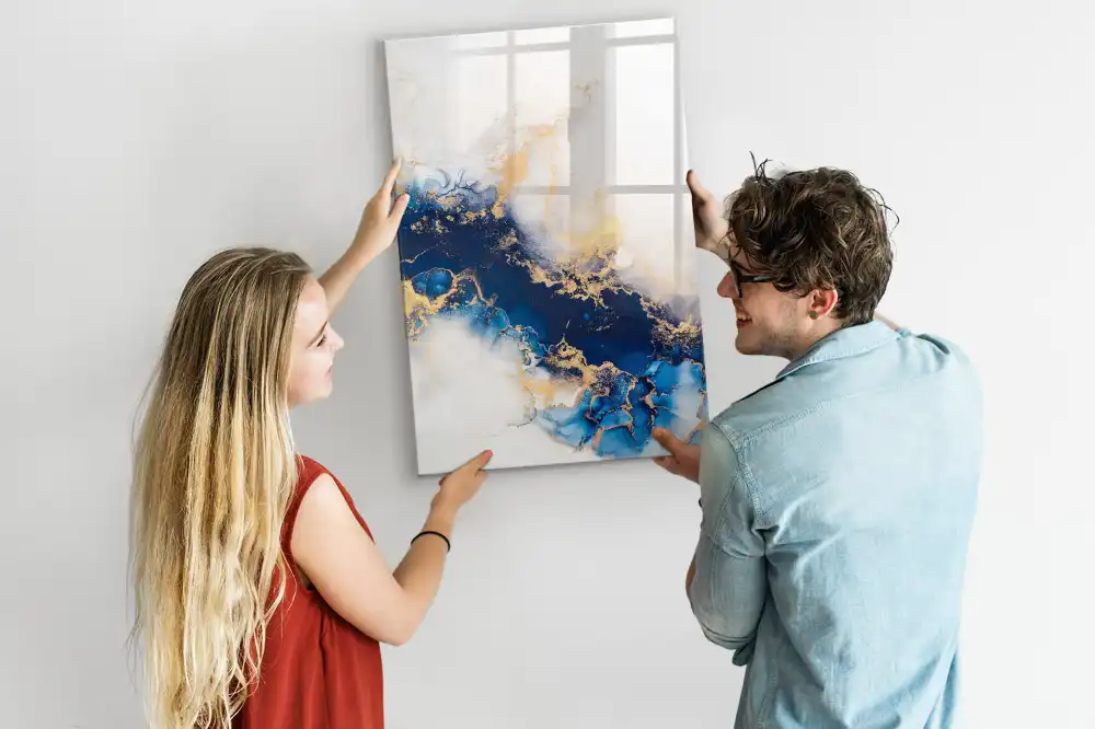 Tablă magnetică de scris cu model abstract de marmură