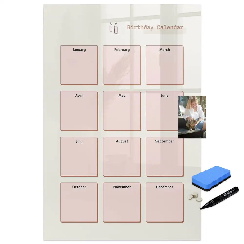 Tablă magnetică de birou pentru calendarul de aniversări