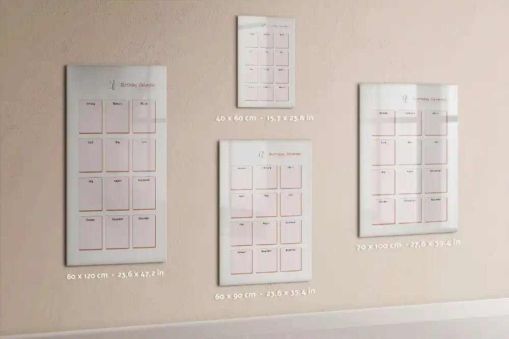 Tablă magnetică de birou pentru calendarul de aniversări