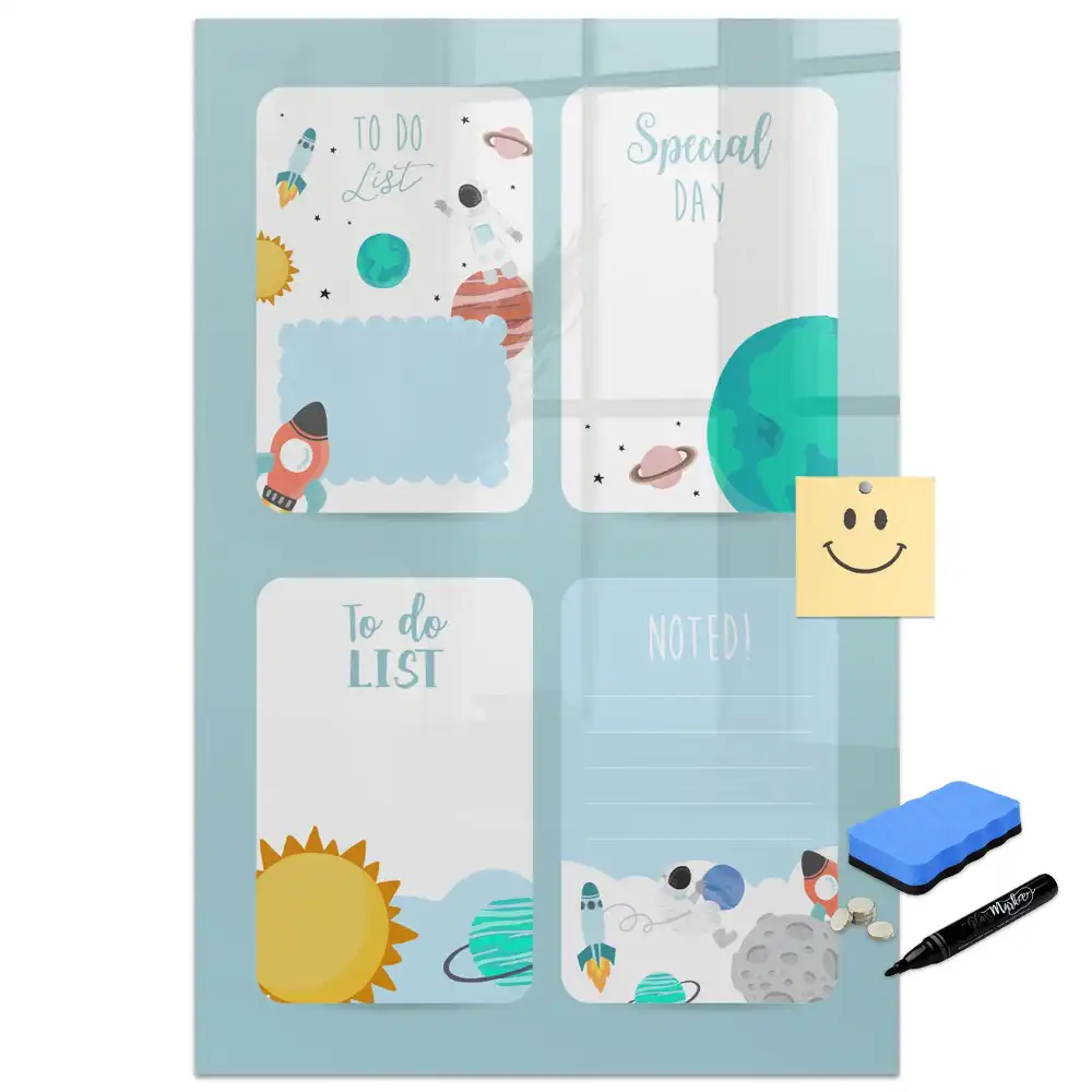 Tablă magnetică de birou cu design calendar cosmic