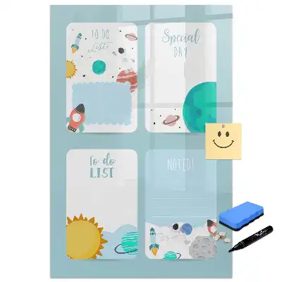 Tablă magnetică de birou cu design calendar cosmic
