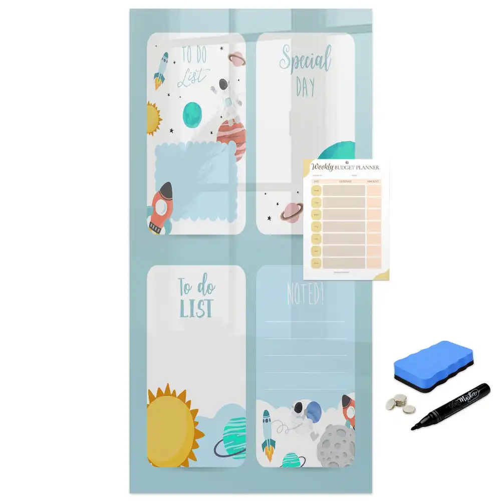 Tablă magnetică de birou cu design calendar cosmic