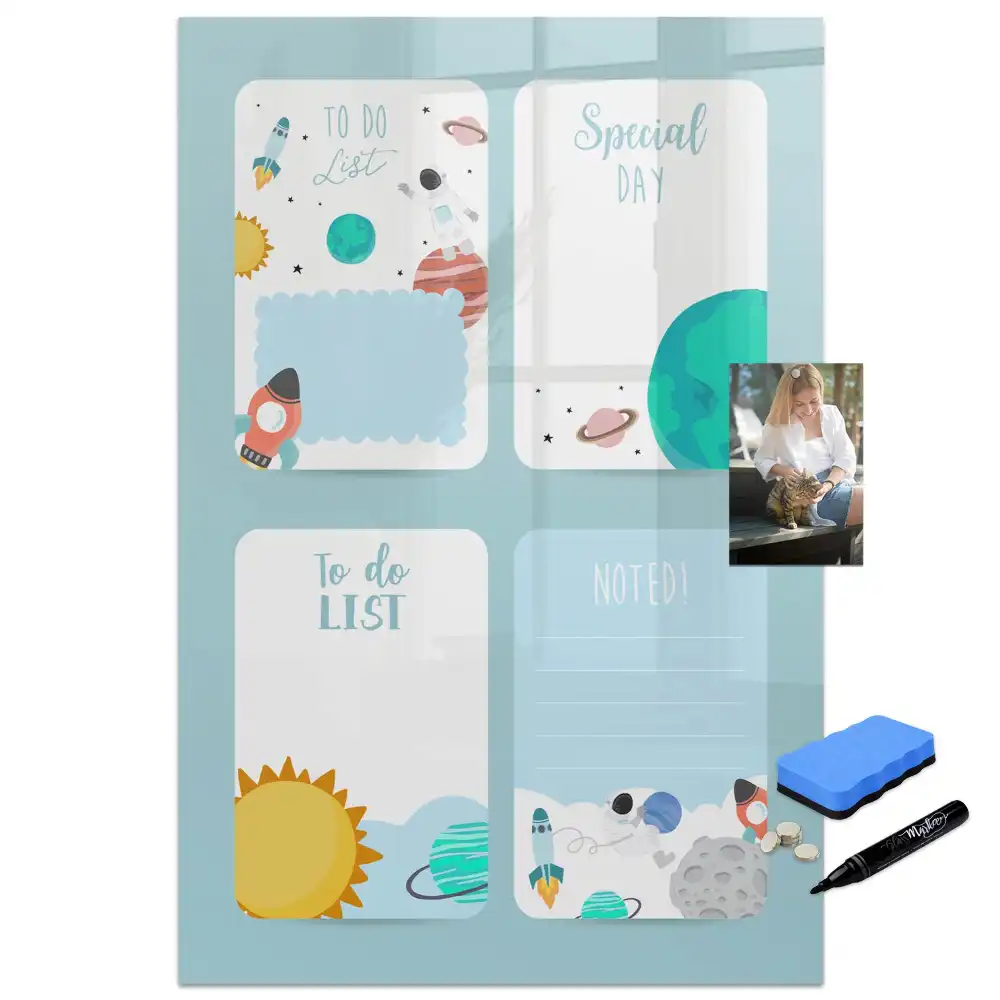 Tablă magnetică de birou cu design calendar cosmic