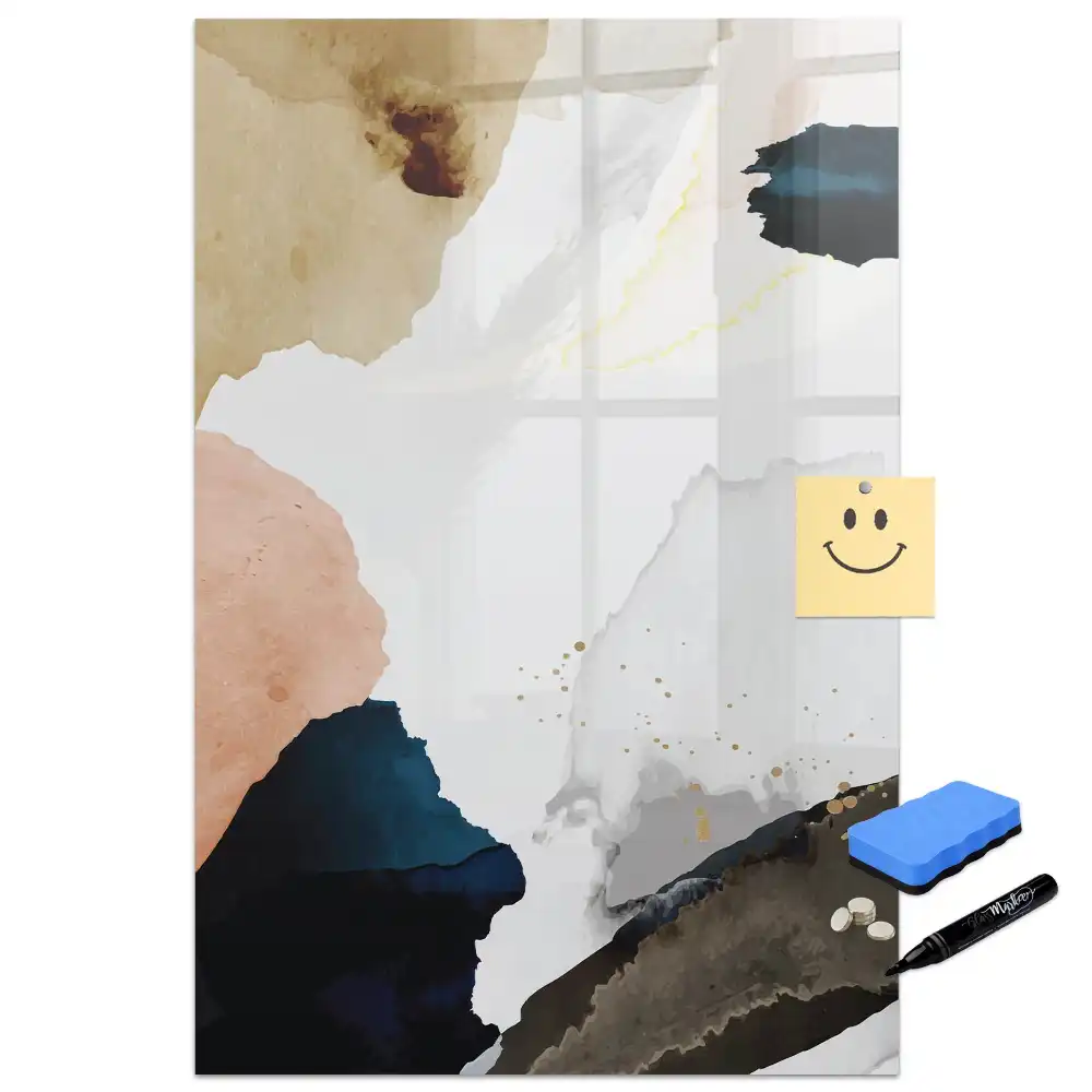 Tablă magnetică de perete cu model abstract în acuarelă