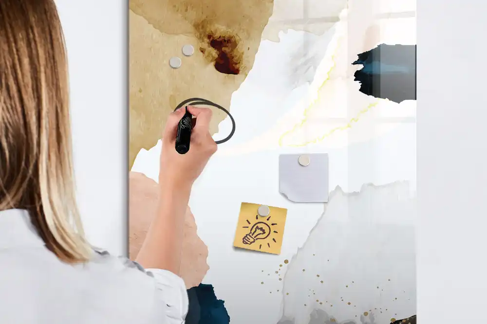 Tablă magnetică de perete cu model abstract în acuarelă