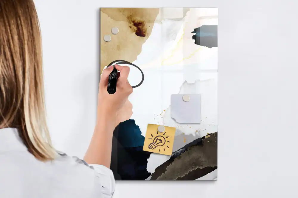 Tablă magnetică de perete cu model abstract în acuarelă
