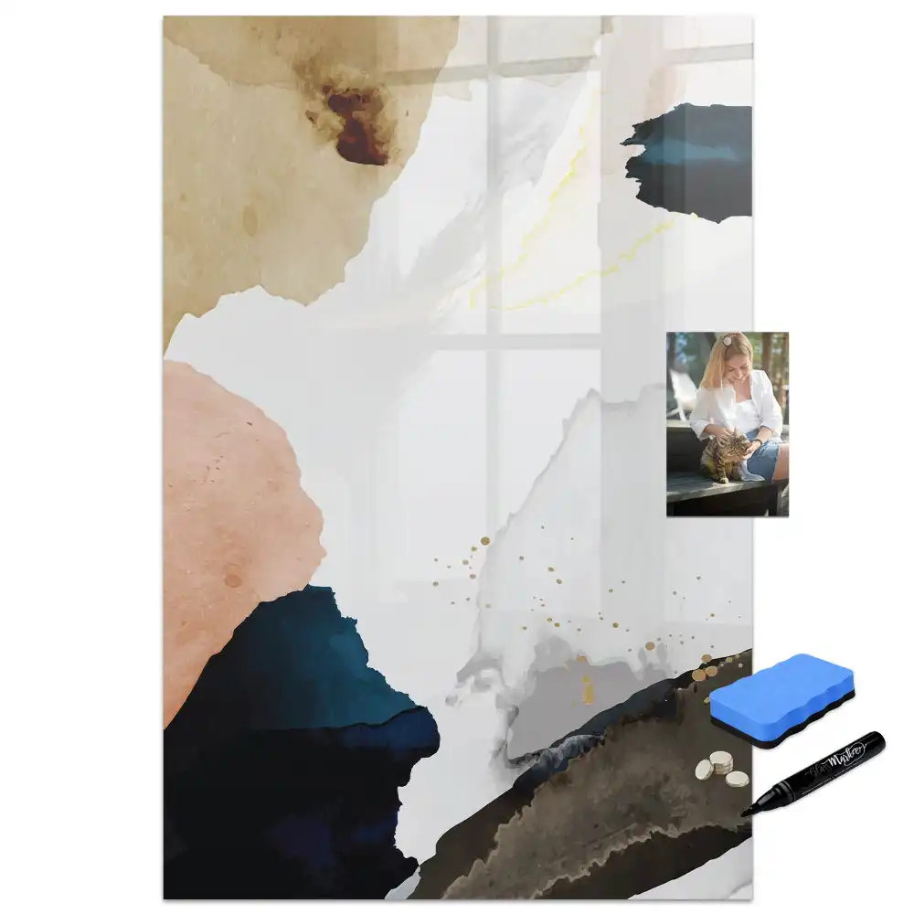 Tablă magnetică de perete cu model abstract în acuarelă