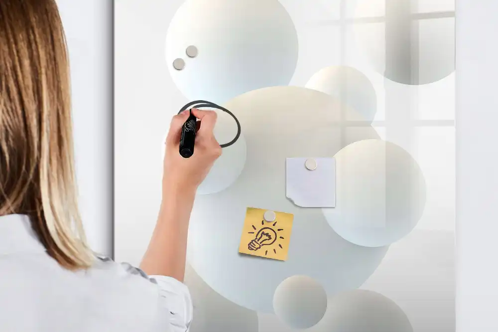 Tablă magnetică pentru birou cu model abstract cu sfere