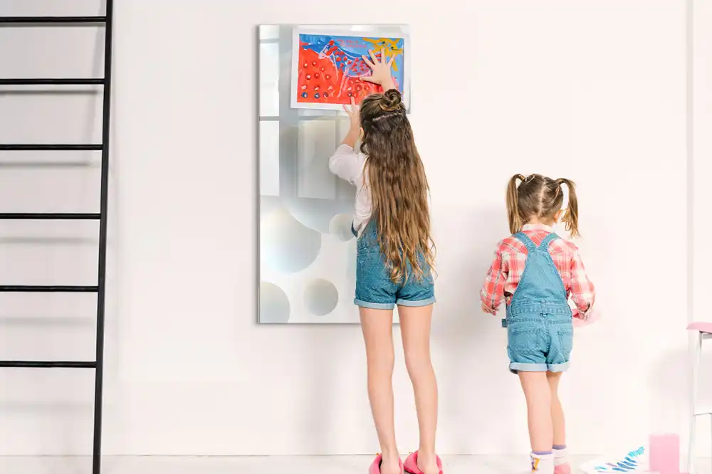 Tablă magnetică pentru birou cu model abstract cu sfere