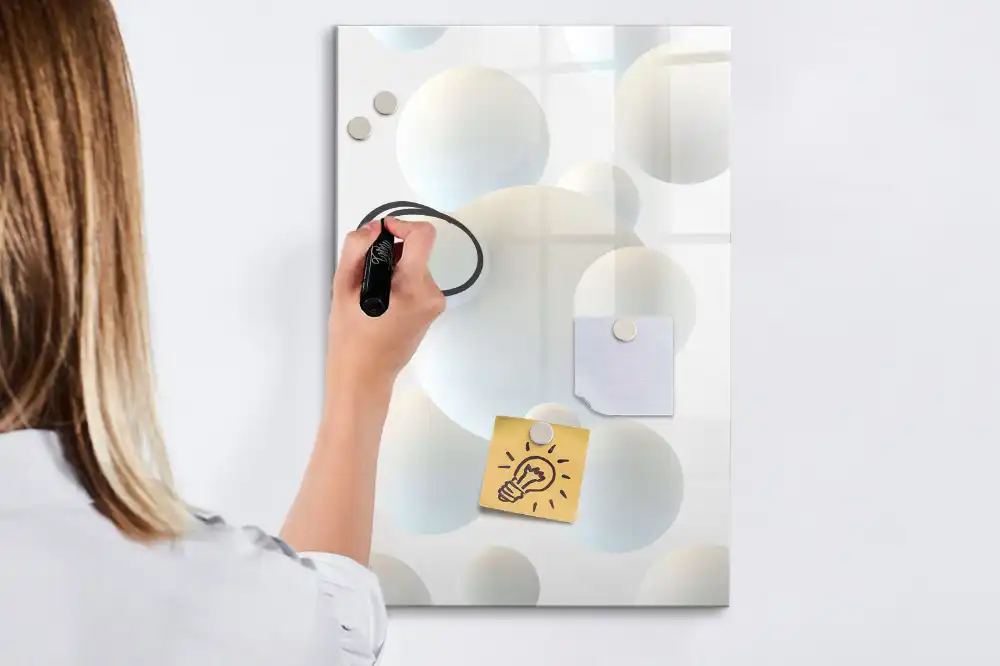 Tablă magnetică pentru birou cu model abstract cu sfere