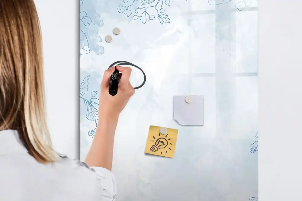 Tablă magnetică de scris cu model floral