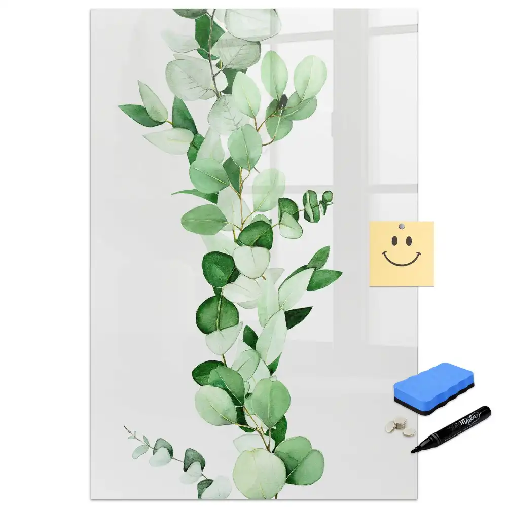 Tablă magnetică de perete cu model de frunze de lăstar verde