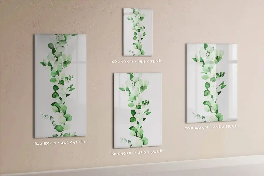 Tablă magnetică de perete cu model de frunze de lăstar verde