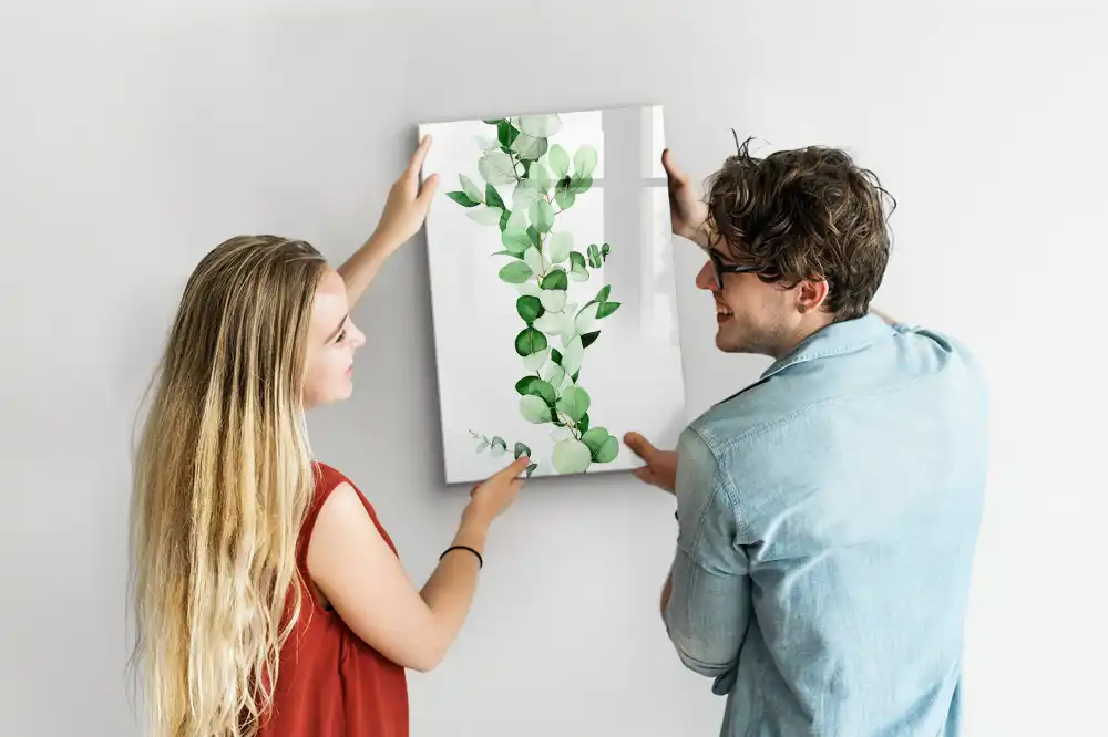 Tablă magnetică de perete cu model de frunze de lăstar verde
