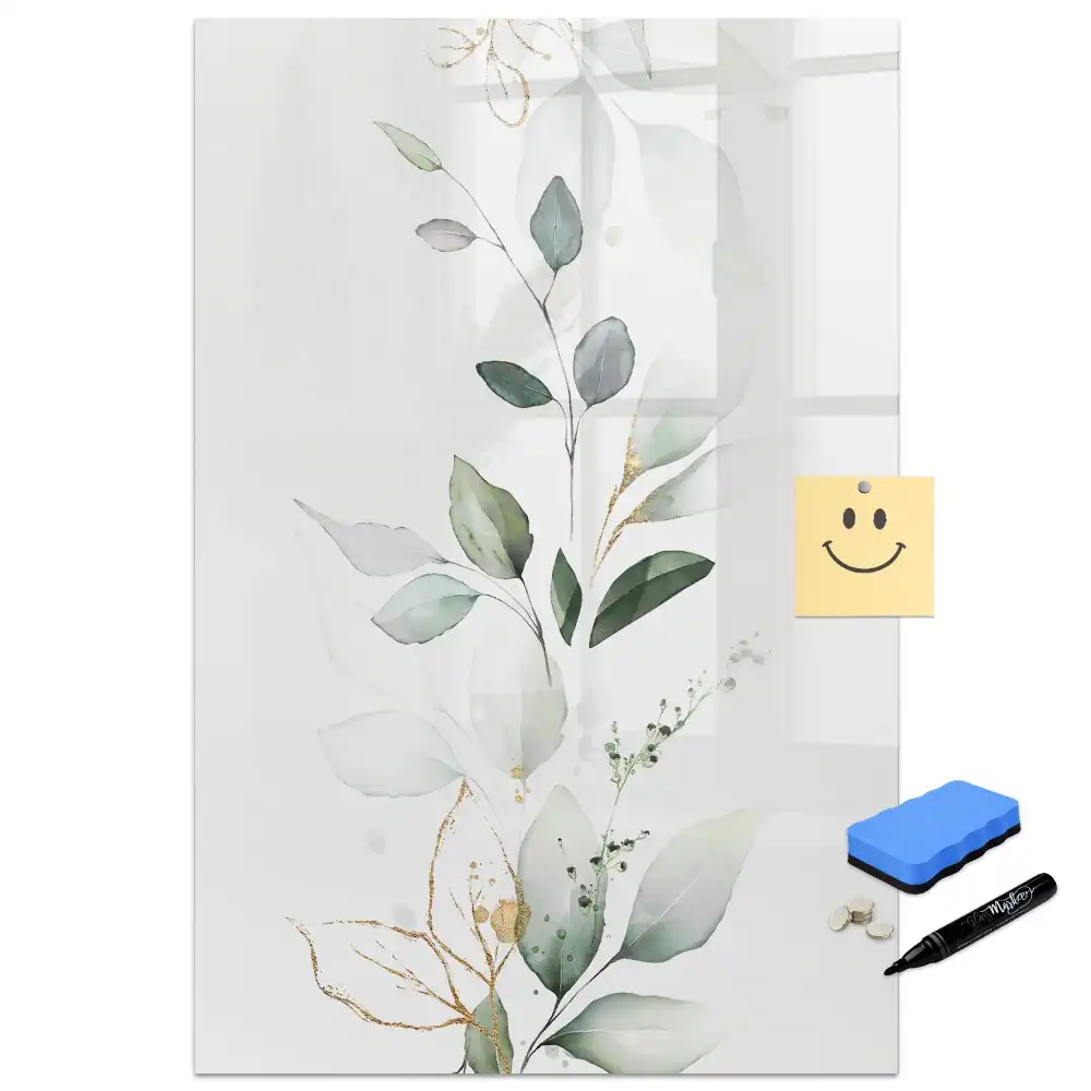 Tablă magnetică de scris cu design crenguță cu frunze