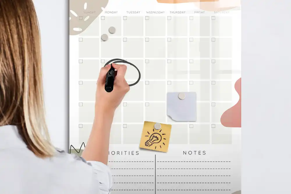 Tablă magnetică de perete cu organizator lunar