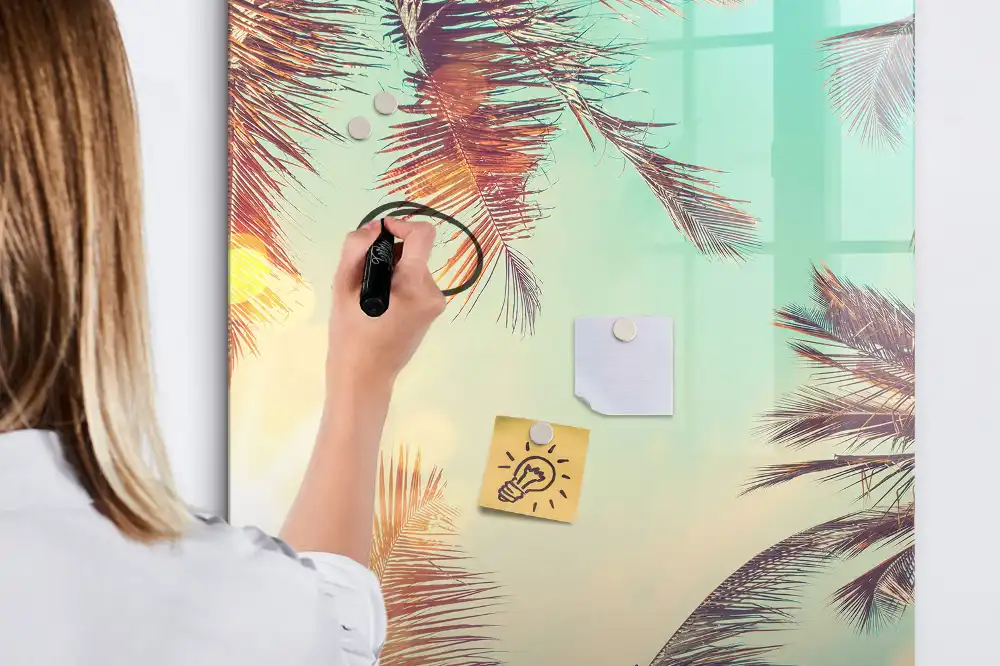 Tablă magnetică de perete cu imprimeu palmier exotic