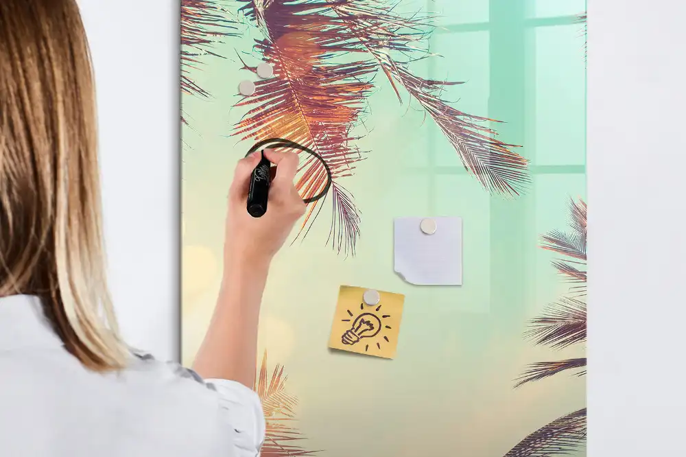 Tablă magnetică de perete cu imprimeu palmier exotic