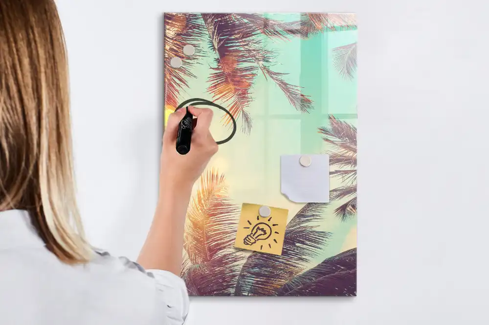 Tablă magnetică de perete cu imprimeu palmier exotic
