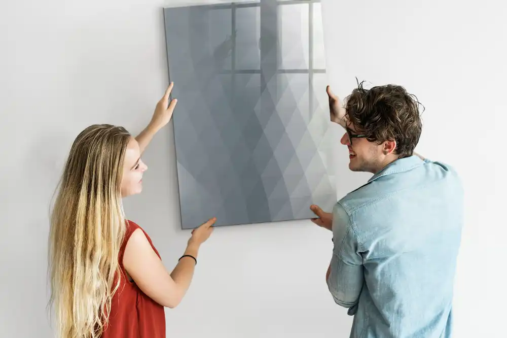 Tablă magnetică de perete cu model de valuri picturale gri