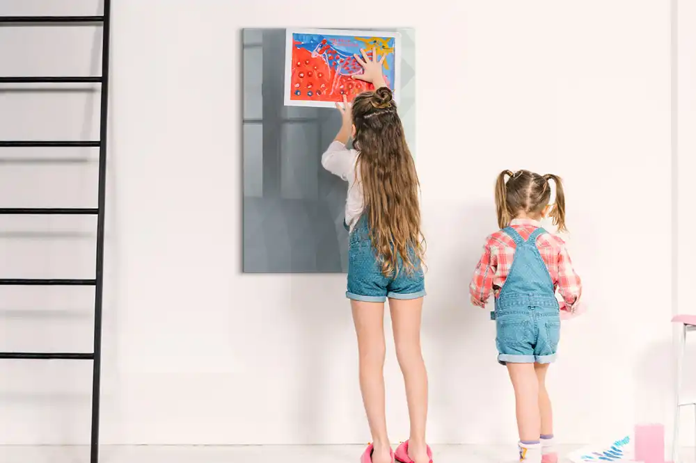 Tablă magnetică de perete cu model de valuri picturale gri