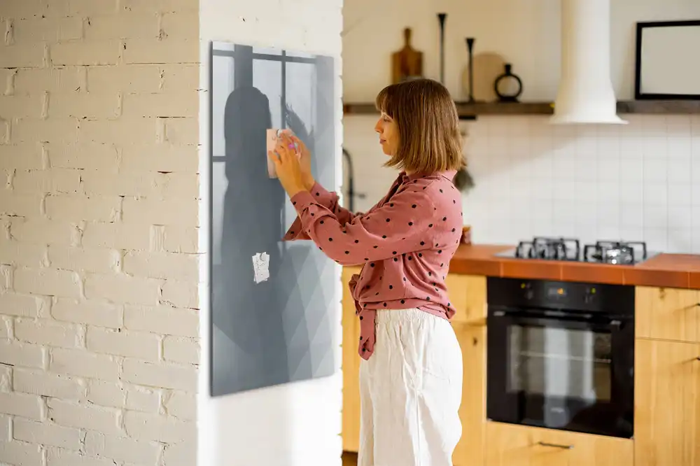 Tablă magnetică de perete cu model de valuri picturale gri