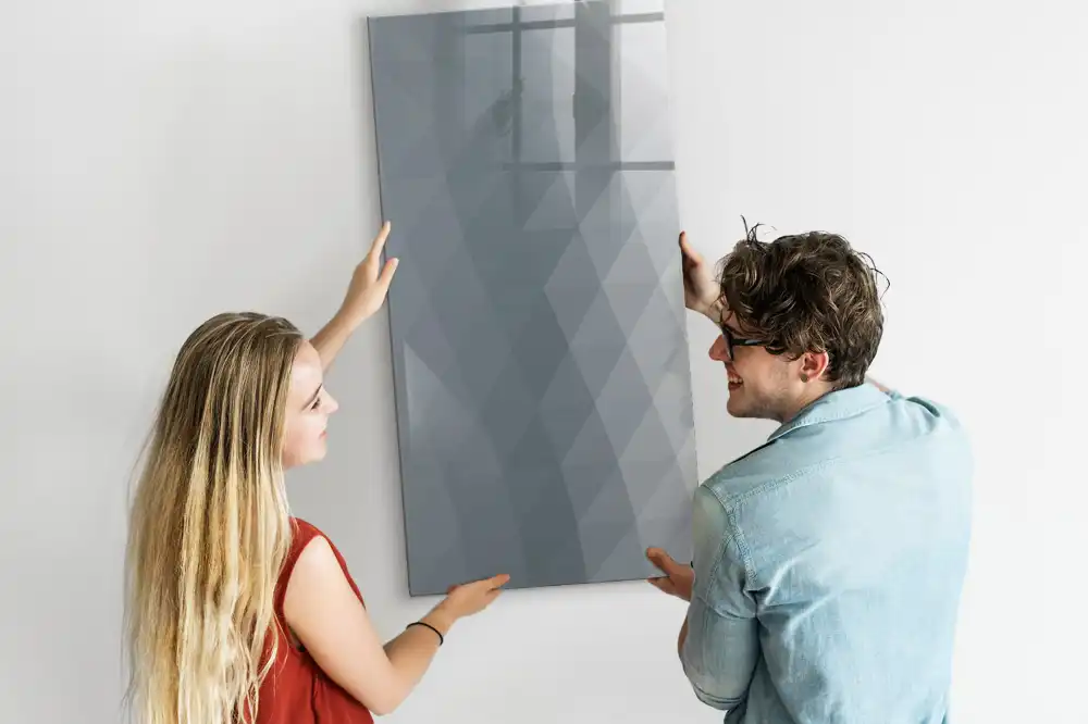 Tablă magnetică de perete cu model de valuri picturale gri