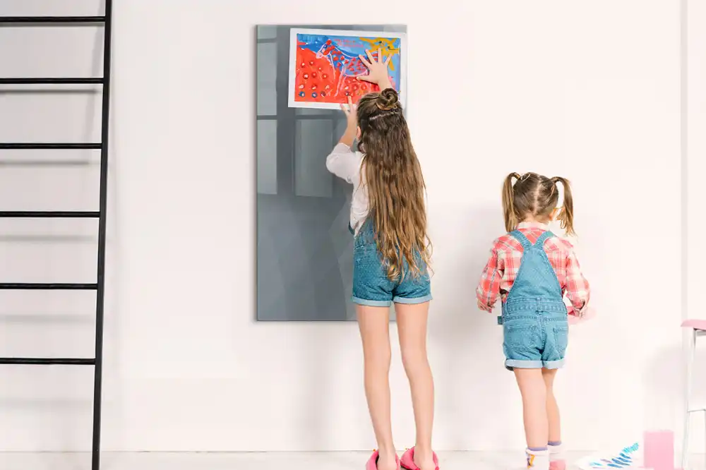 Tablă magnetică de perete cu model de valuri picturale gri