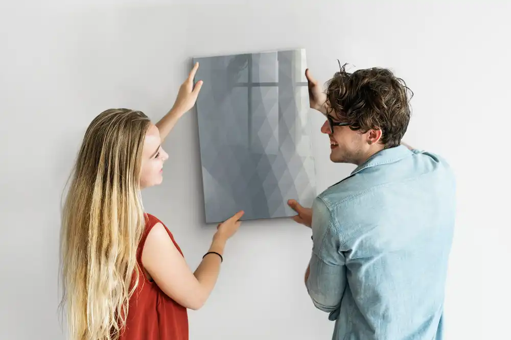 Tablă magnetică de perete cu model de valuri picturale gri