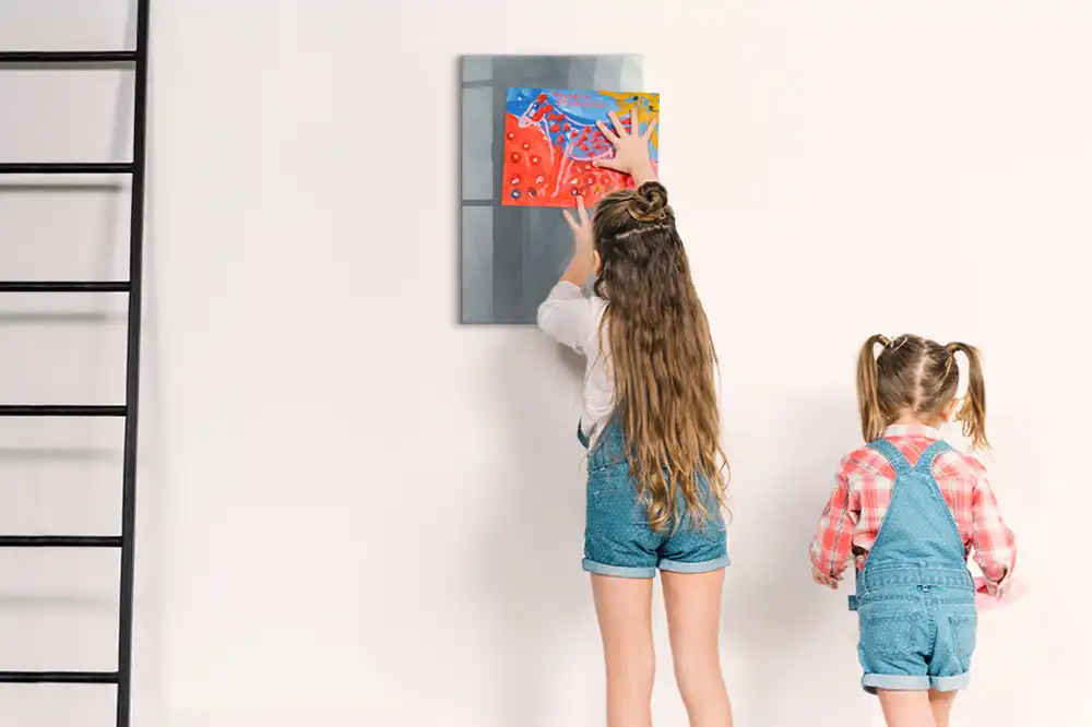 Tablă magnetică de perete cu model de valuri picturale gri