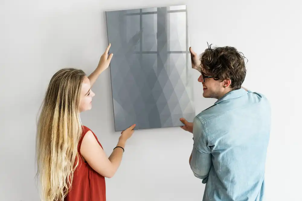 Tablă magnetică de perete cu model de valuri picturale gri