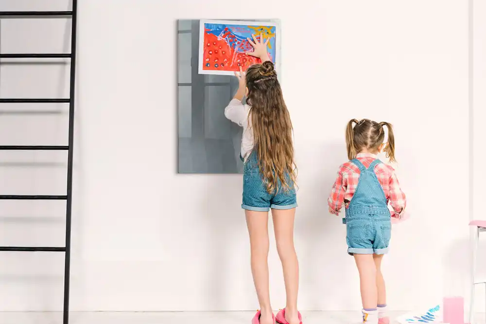 Tablă magnetică de perete cu model de valuri picturale gri