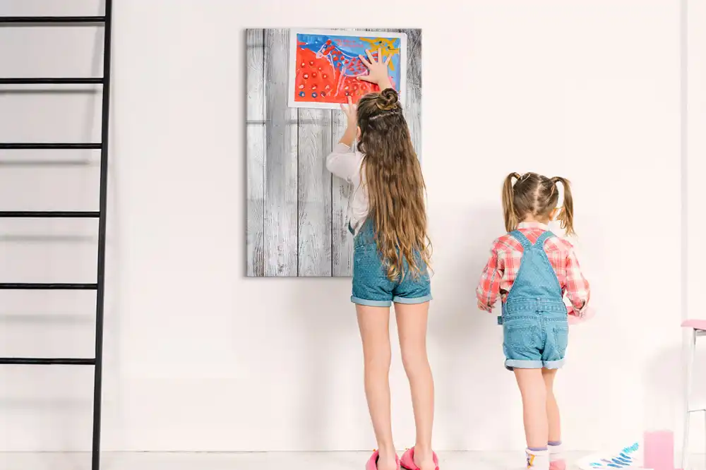 Tablă magnetică de scris cu design de scânduri pictate