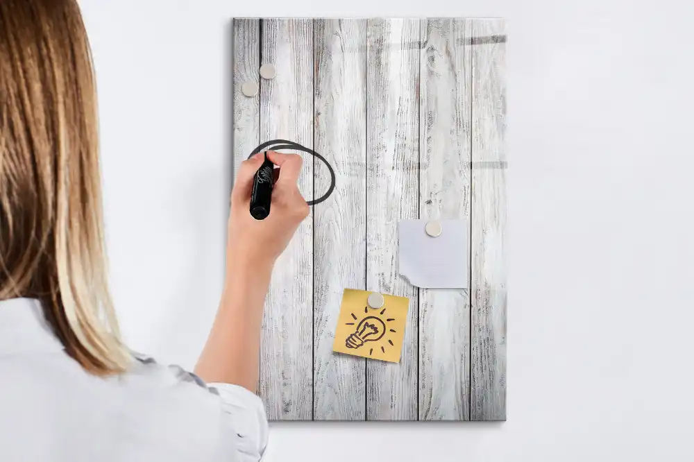 Tablă magnetică de scris cu design de scânduri pictate