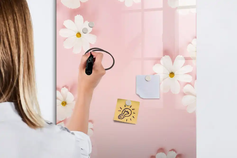 Tablă magnetică de birou cu model margarete de câmp