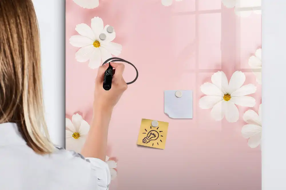 Tablă magnetică de birou cu model margarete de câmp