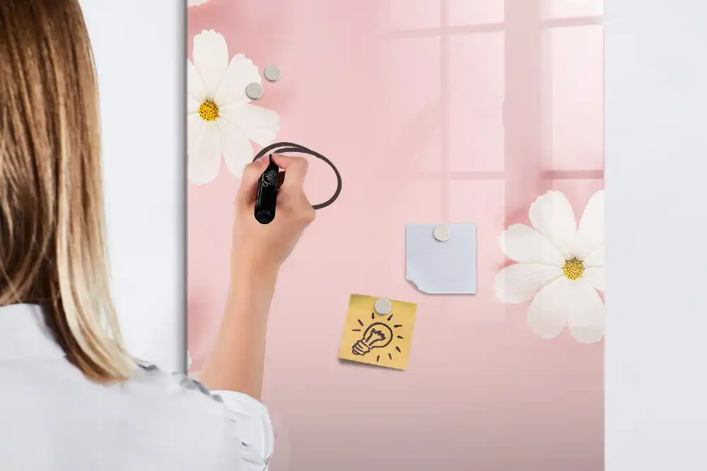 Tablă magnetică de birou cu model margarete de câmp